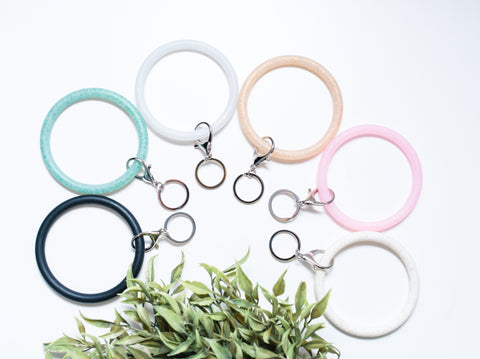 Silicone Bracelet Wrist Key Rings 6 Colors