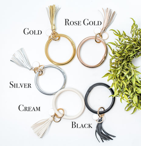 Leather Bracelet Wrist Key Ring 14 Colors