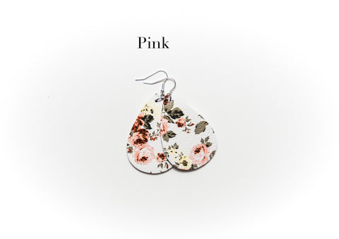 Floral Leather Earrings - 5 Colors!