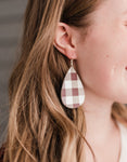 Plaid Leather Teardrop Earrings - 8 Colors!