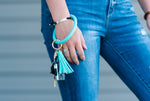 Leather Bracelet Wrist Key Ring 14 Colors