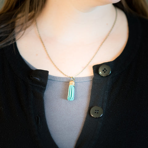 Bronze Leather Tassel Necklaces